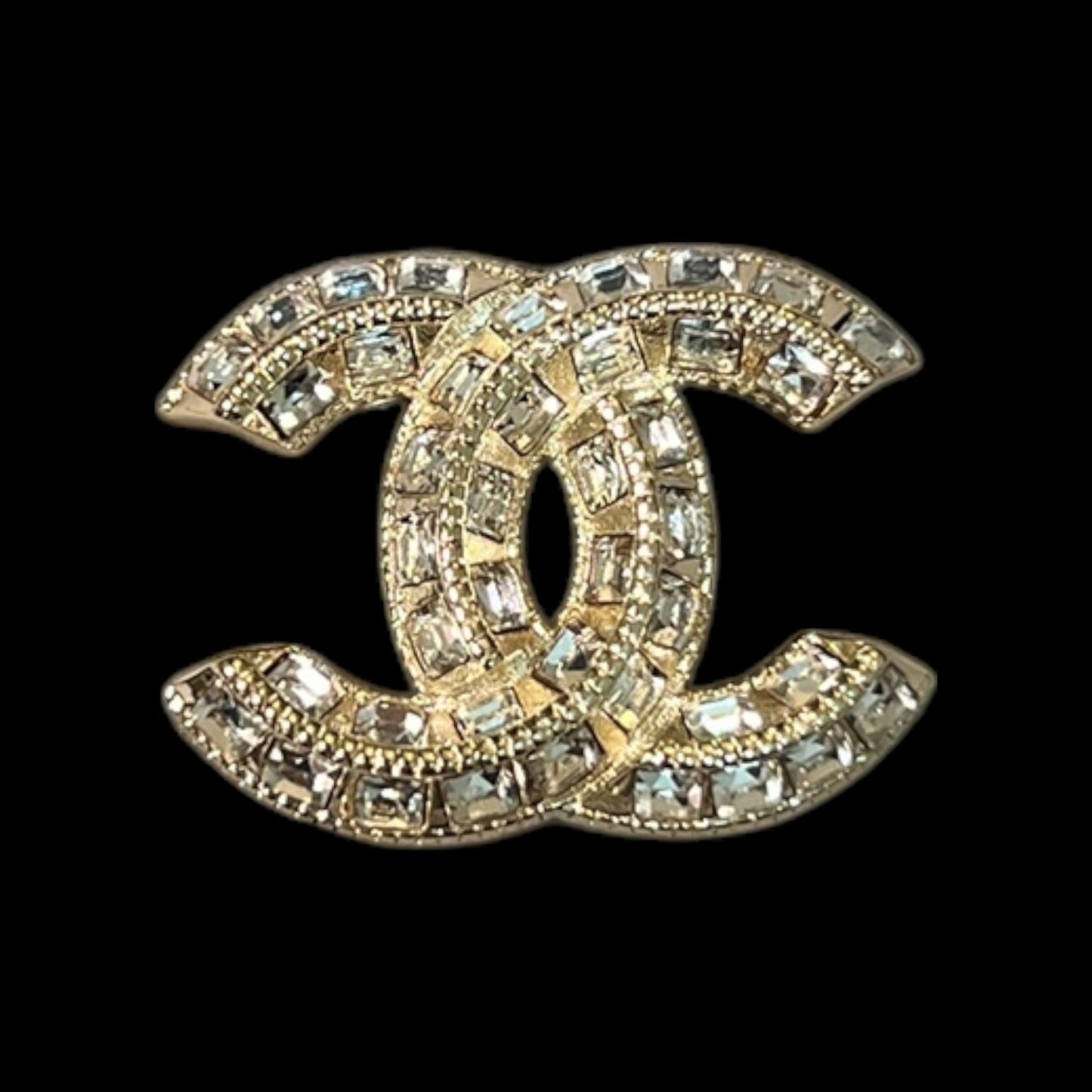 Aretes CC cristales baguette dorados