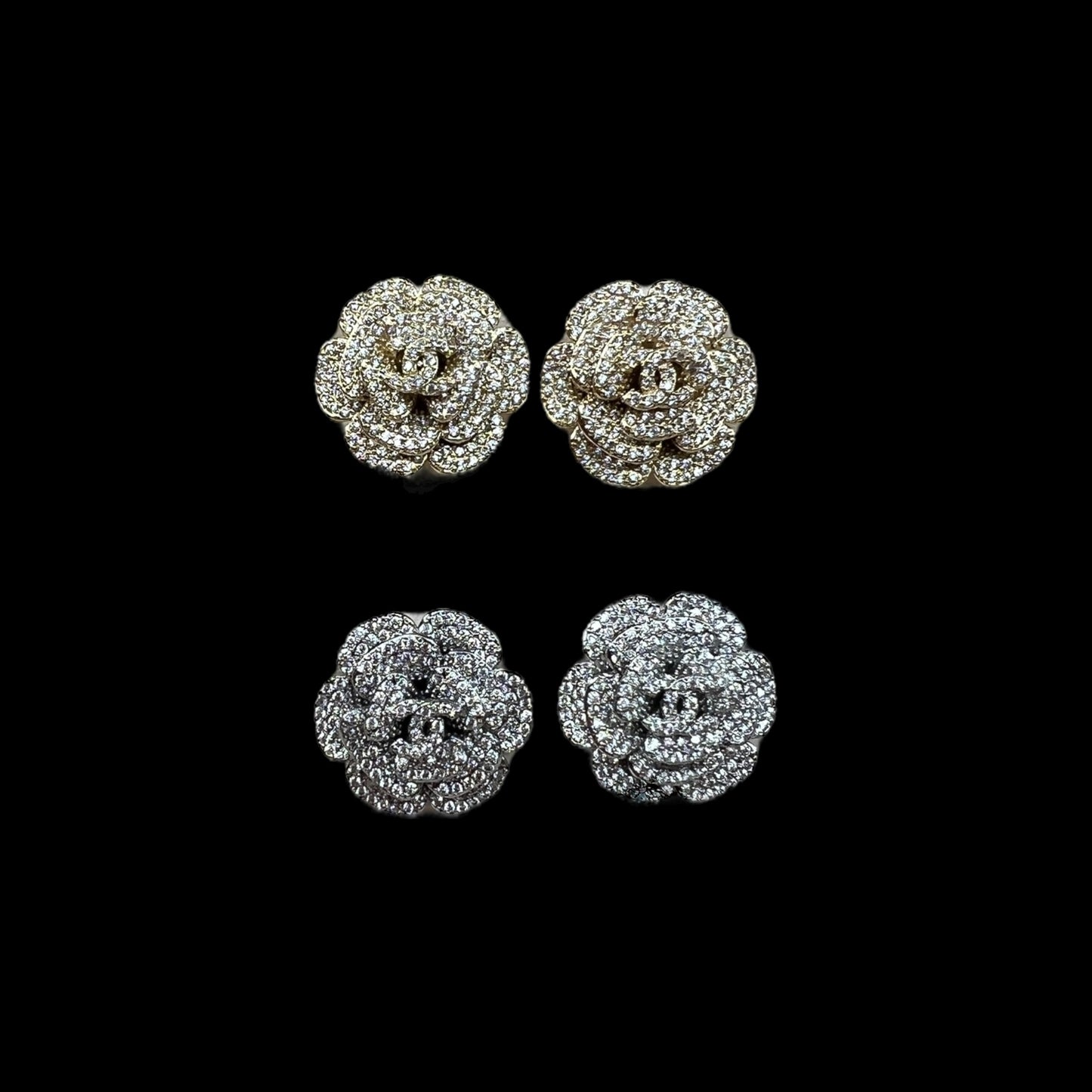 Aretes CC flor con cristales